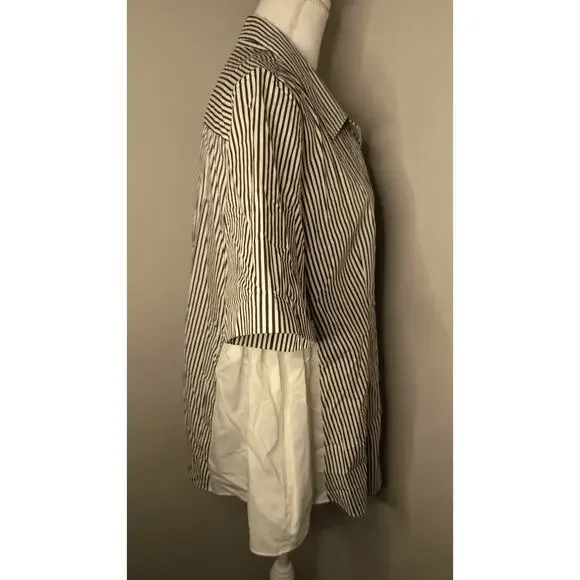 Adam lippes Poplin striped brown short sleeve blouse shirt 12 - Picture 6 of 11